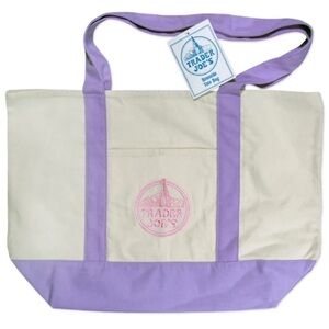 New! Trader Joe’s Lavender Canvas Tote Bag - Large